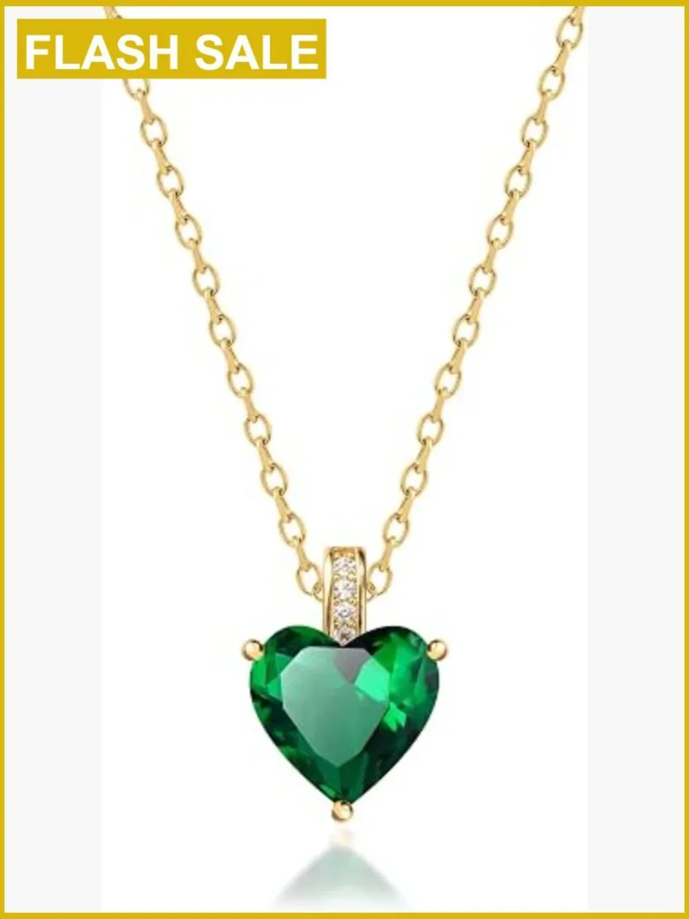 Heart Birthstone Pendant Necklace, 16-18 Inch, 18k Gold Finish